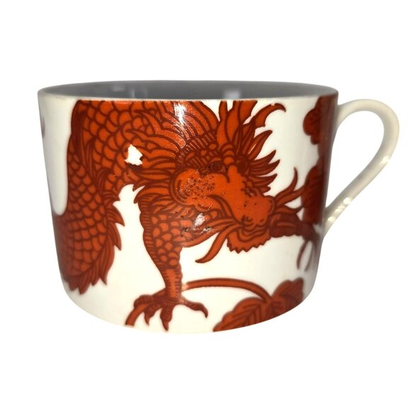 Fitz and Floyd Temple Dragon Porcelain Cups Set Red White Vintage Design JE116 - Picture 4 of 8